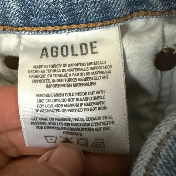 AGolde Riley Medium Wash Button Fly distressed Jeans -30 - Picture 4 of 9